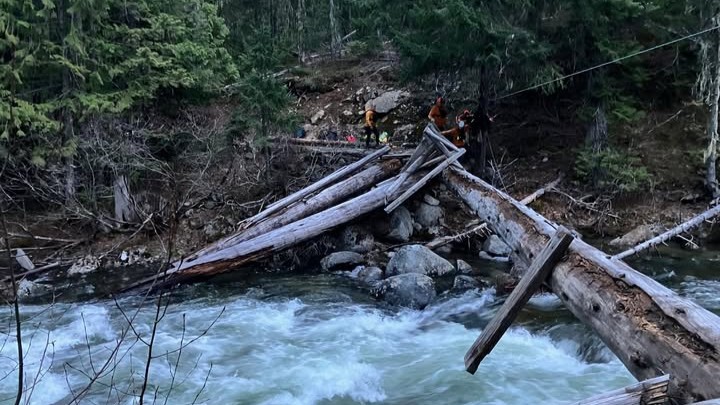 Photo from Chelan County Sheriff's Office shows fast-moving creek where two hikers were rescued