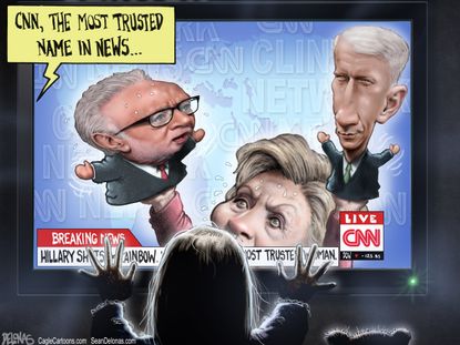 Political cartoon U.S. 2016 election Hillary Clinton CNN Media