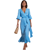 Havannah Maxi Wrap Dress In Abstract White on Blue, £65 | Dancing Leopard 