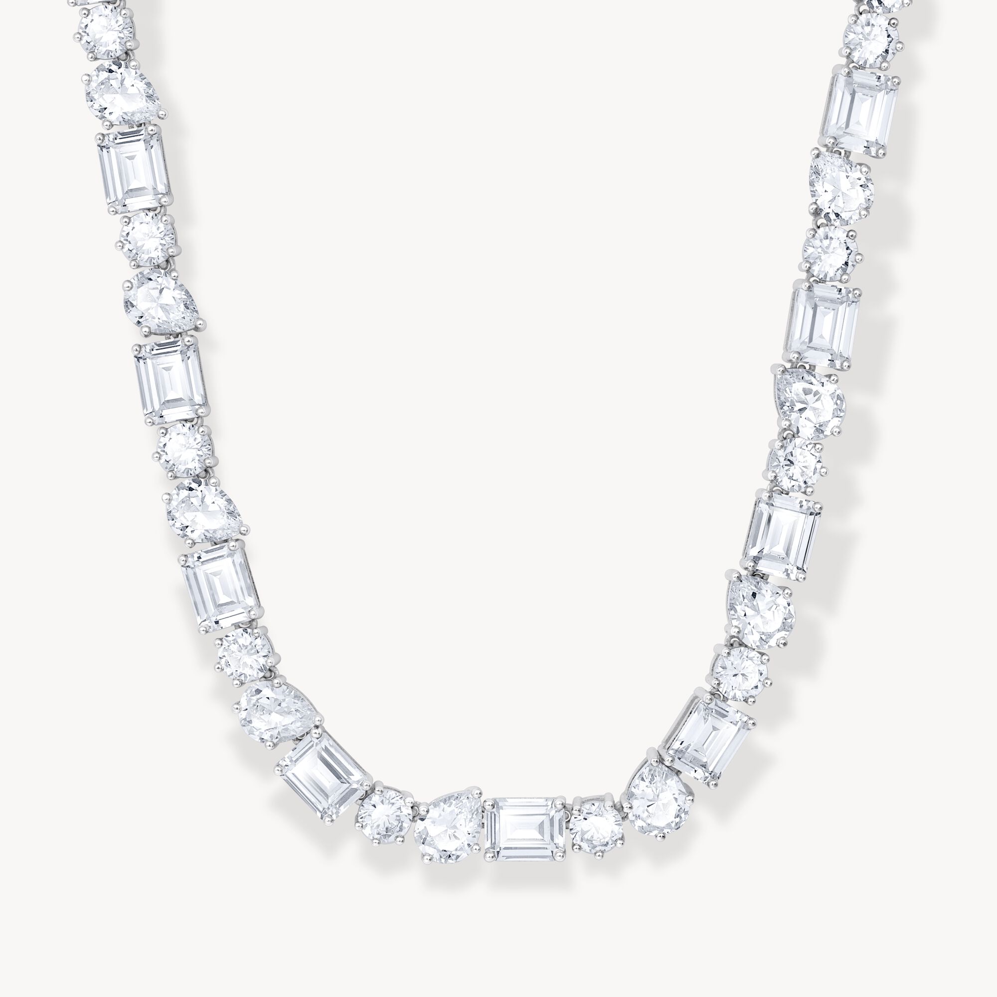 Silver Choker With 43 White Zirconia Stones in Different Sizes