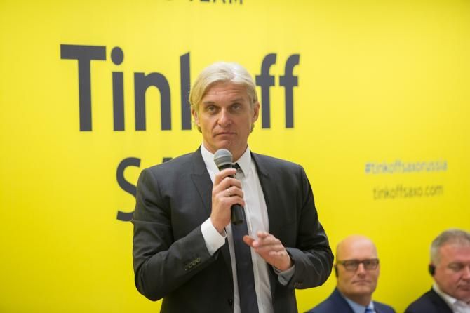 Tinkoff-Saxo jersey presentation in Moscow.