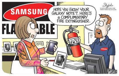 Editorial cartoon U.S. Samsung Galaxy recall