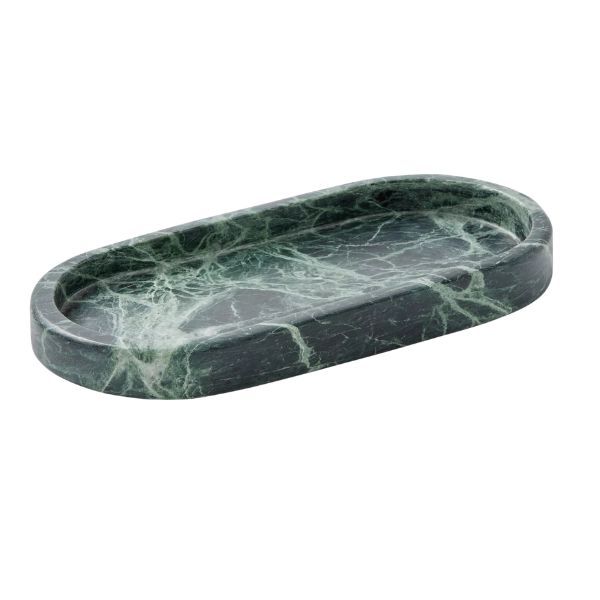 John Lewis, John Lewis Oval Marble Bathroom Accessories Tray, Spider Green