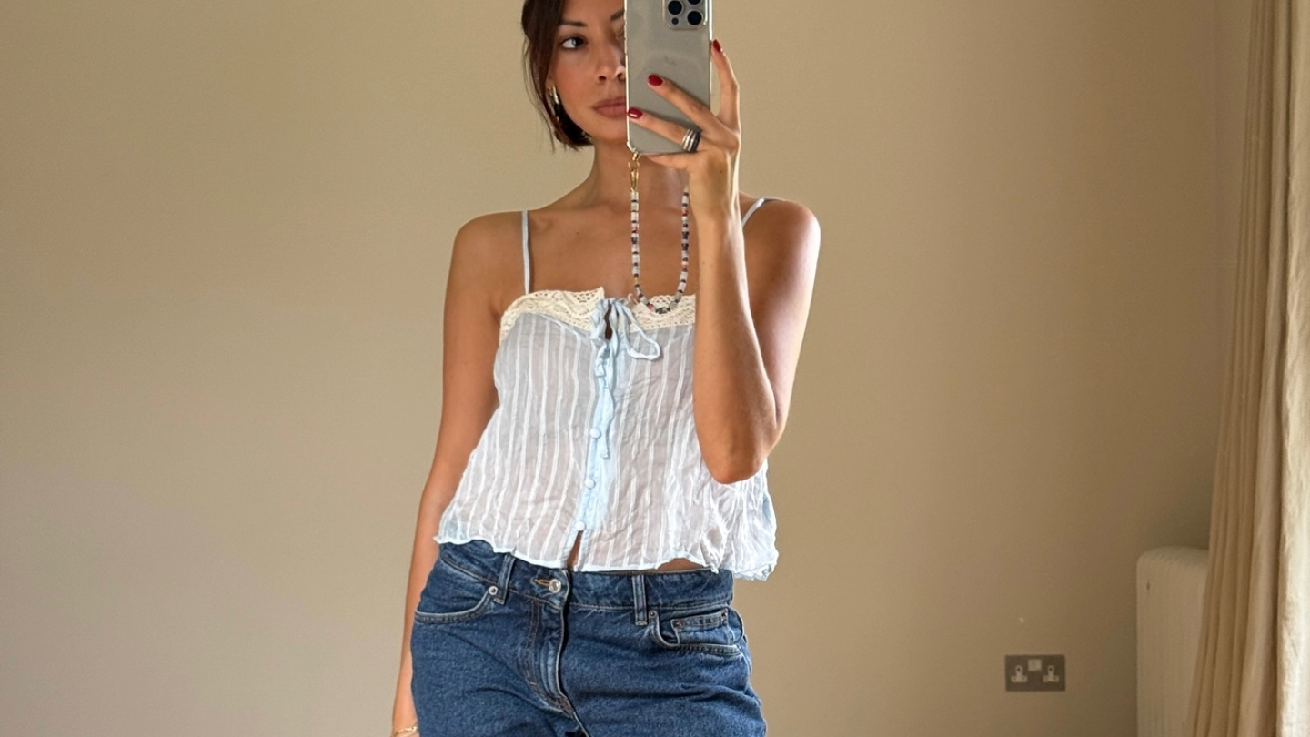 Marianne Smyth in a blue striped top and Jeanerica jeans.