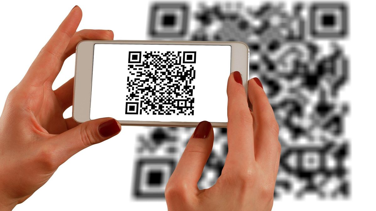 QR code scanning on mobile phone correct mark finish with coins