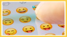 Cropped Hand Of Person Touching Emojis