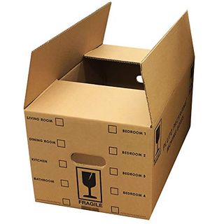 Brown strong Cardboard Boxes 47cm X 31.5cm X 25cm with handle cutouts on the side