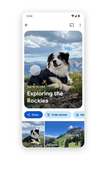 Viewing a memory in Google Photos' new Memories view tab.