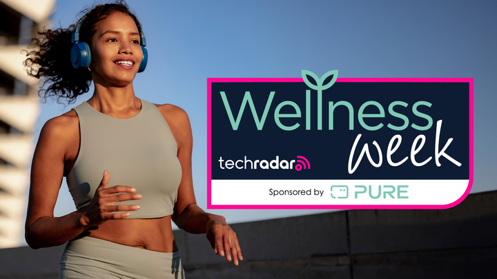 Woman running at sunset with TechRadar Wellness Week logo