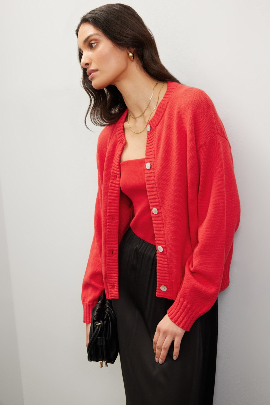 Red Cotton Knit Cardigan Donni Rent the Runway