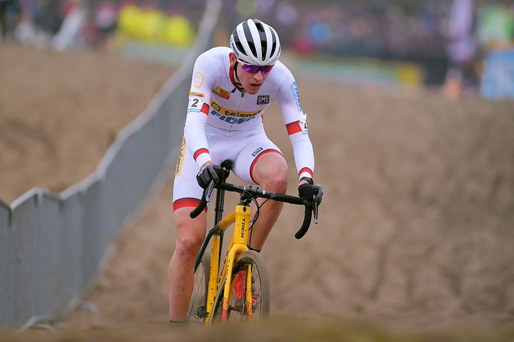 Toon Aerts, World Cup series leader, negotiates the sand dunes in Koksijde