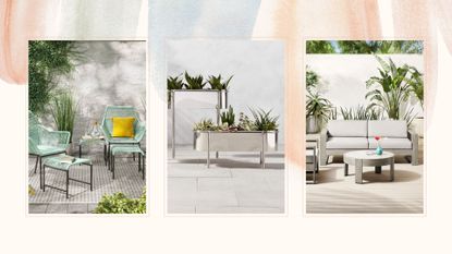 A collage of the best outdoor furniture deals.