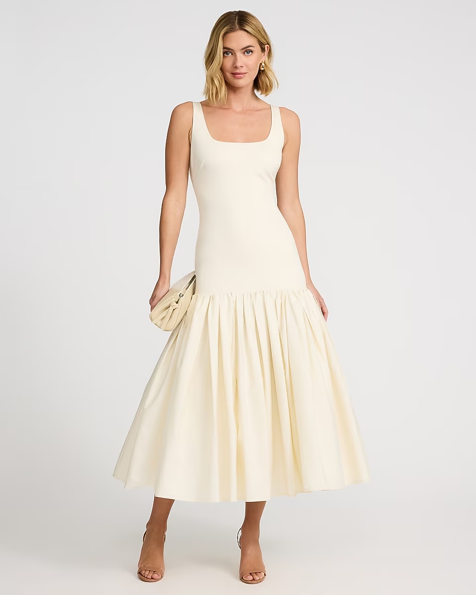 express, Mixed Media Scoop Neck Drop Waist Maxi Dress