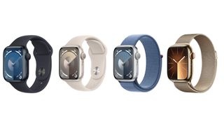 A selection of Apple Watch Series 9 in various casings and strap combinations as the newest Apple Watch