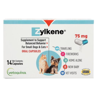 Vetoquinol Zylkene Capsules Calming Supplement for Small Dogs &amp; Cats