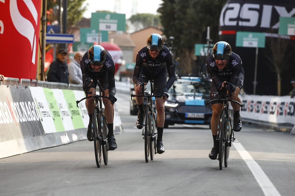 Team Sky finished second by just two seconds