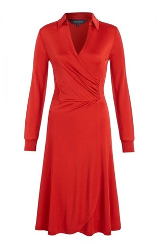 Red Collared Wrap Front Slinky Dress – was £59, now £29.50