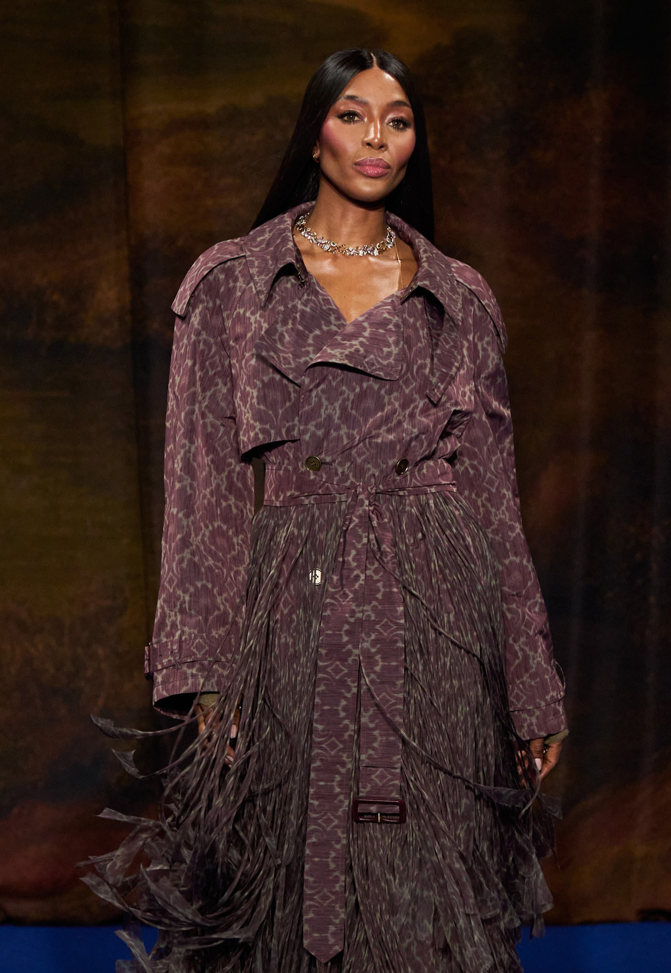 Naomi Campbell walking Burberry A/W 2025