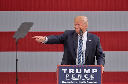 Donald Trump with a teleprompter