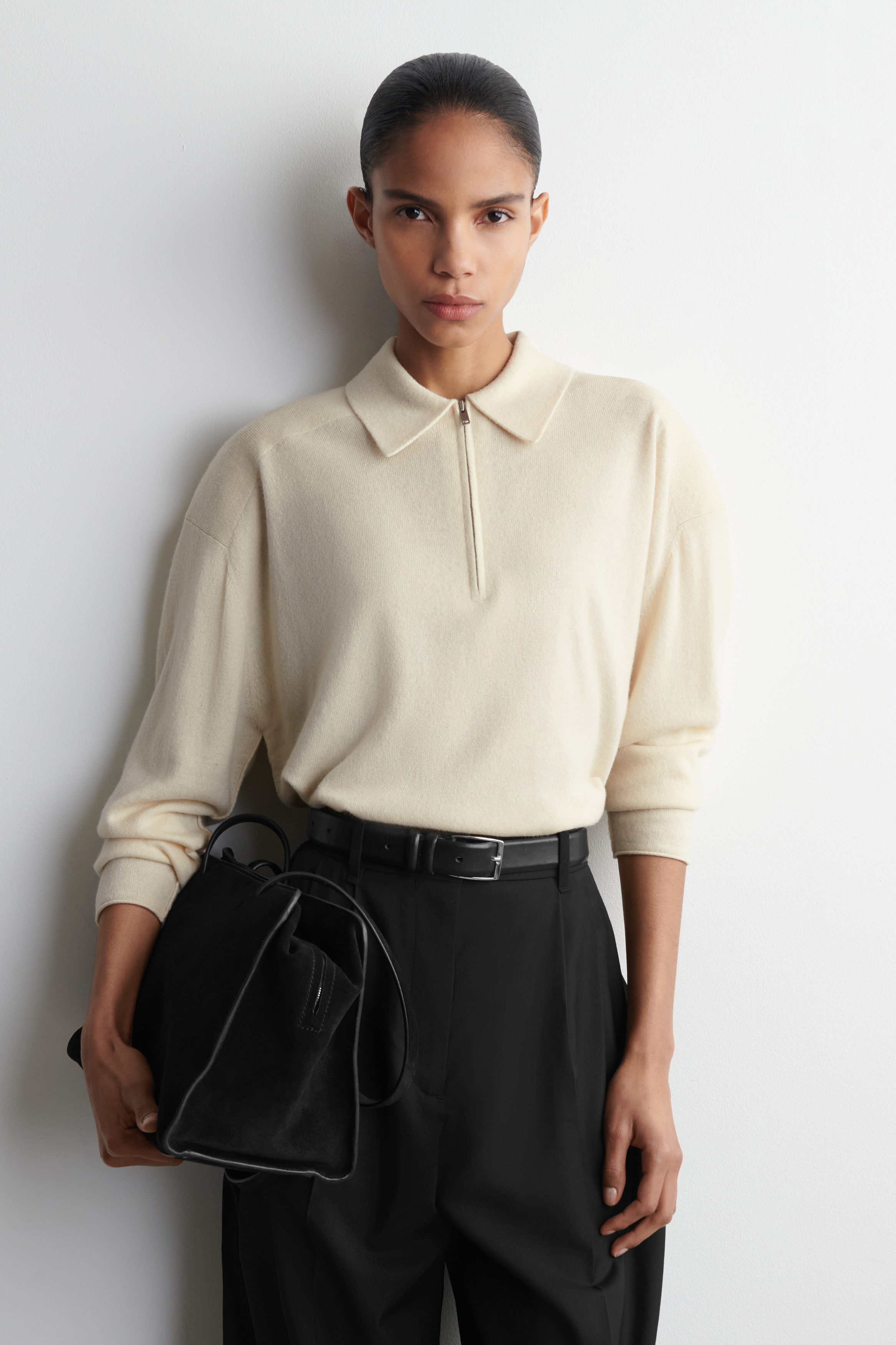 Merino Wool-Yak Zip-Up Polo Shirt