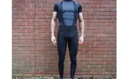 The Castelli LW 2 bib tights in the image show their multiple panal design