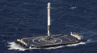 SpaceX's Falcon 9 Full Thrust rocket lands on drone ship