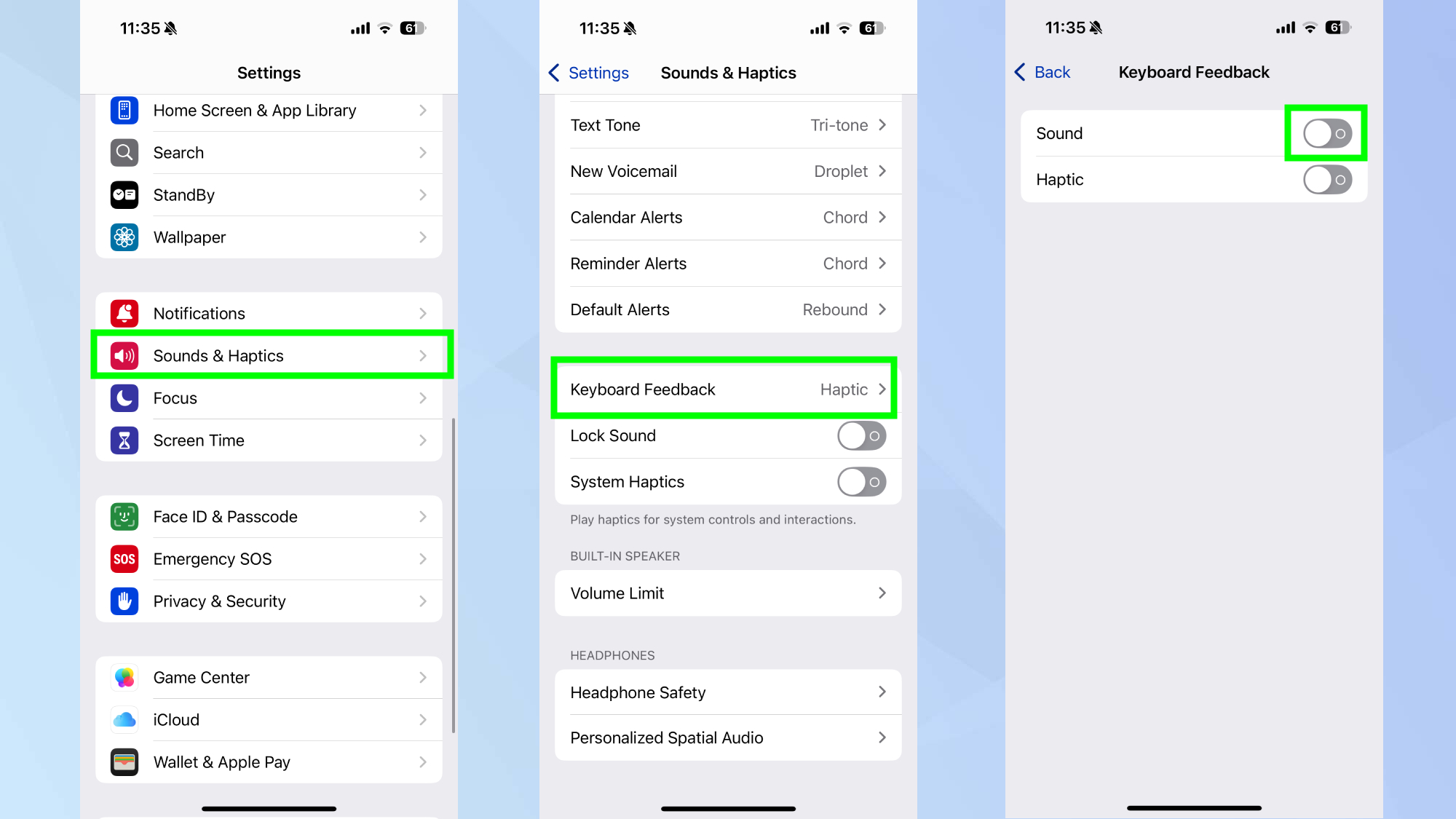 iPhone haptic keyboard feedback