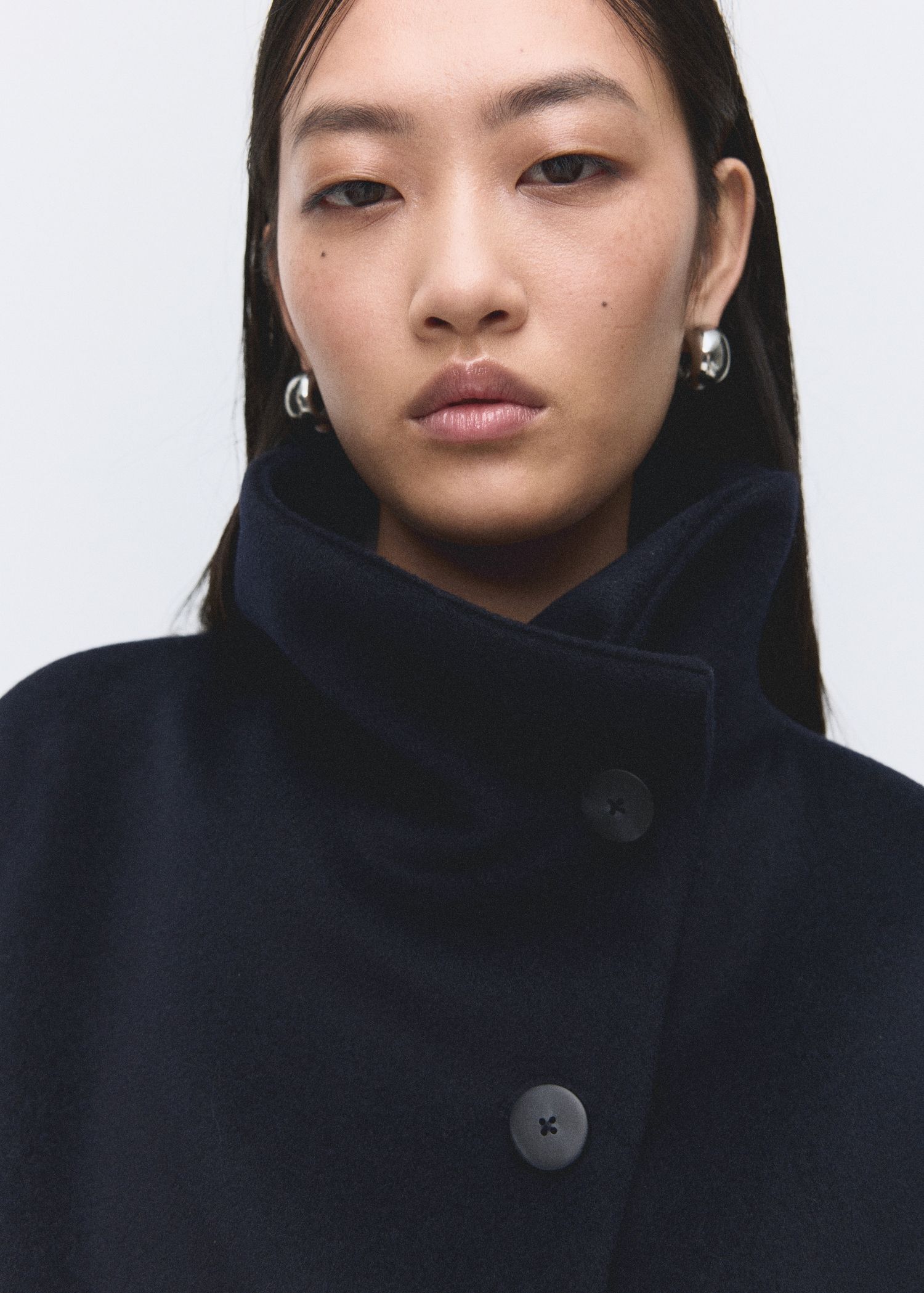 Wool Funnel-Neck Coat - Women | Mango Usa