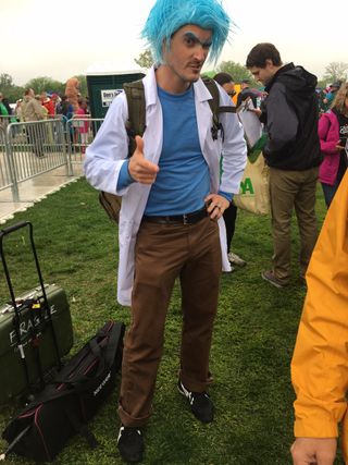 Thomas Bloom from Alexandria, Virginia, dressed as Rick Sanchez from the animated sci-fi show "Rick and Morty."
