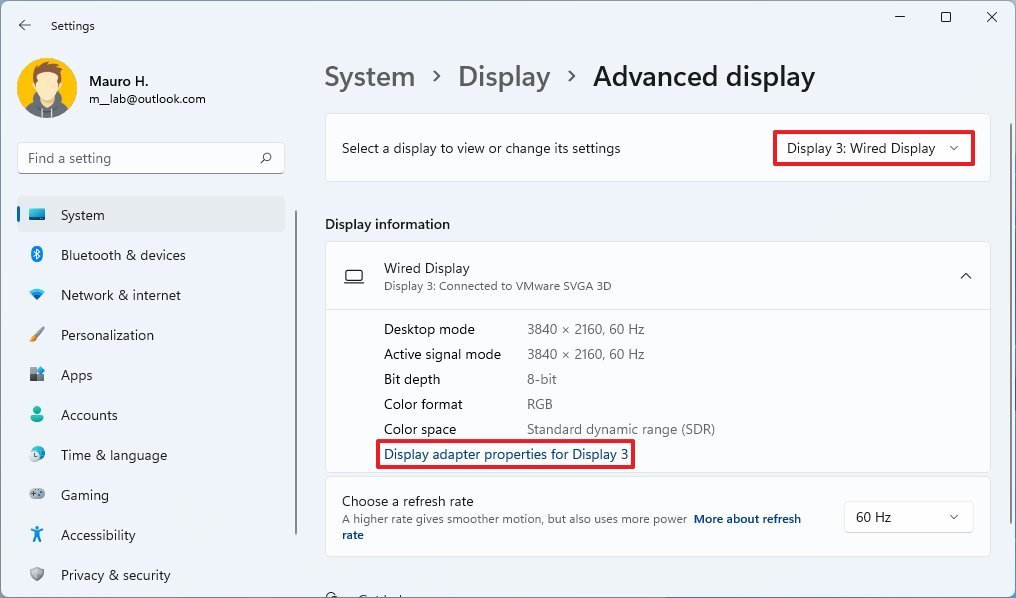 Open Display Adapter Settings