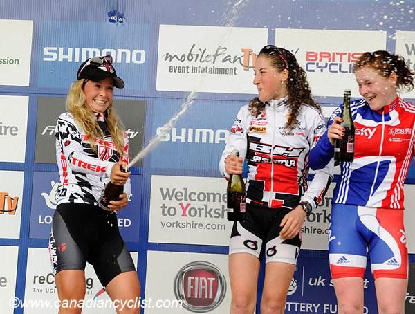 The U23 women's podium (l-r): Emily Batty, Julie Bresset and Annie Last.