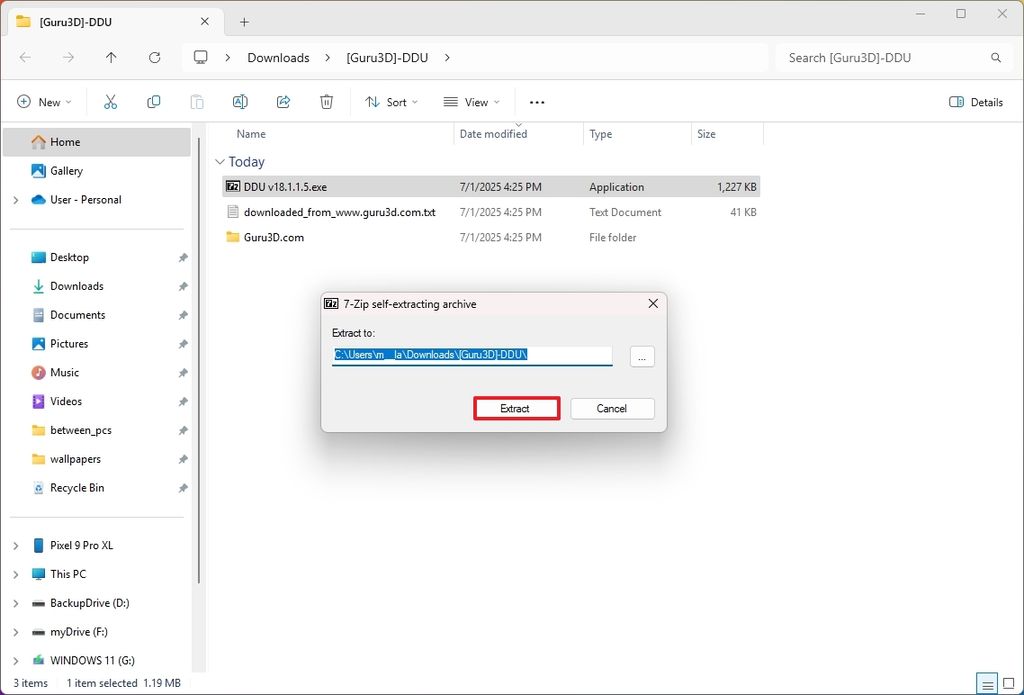 Display Driver Uninstaller extract tool