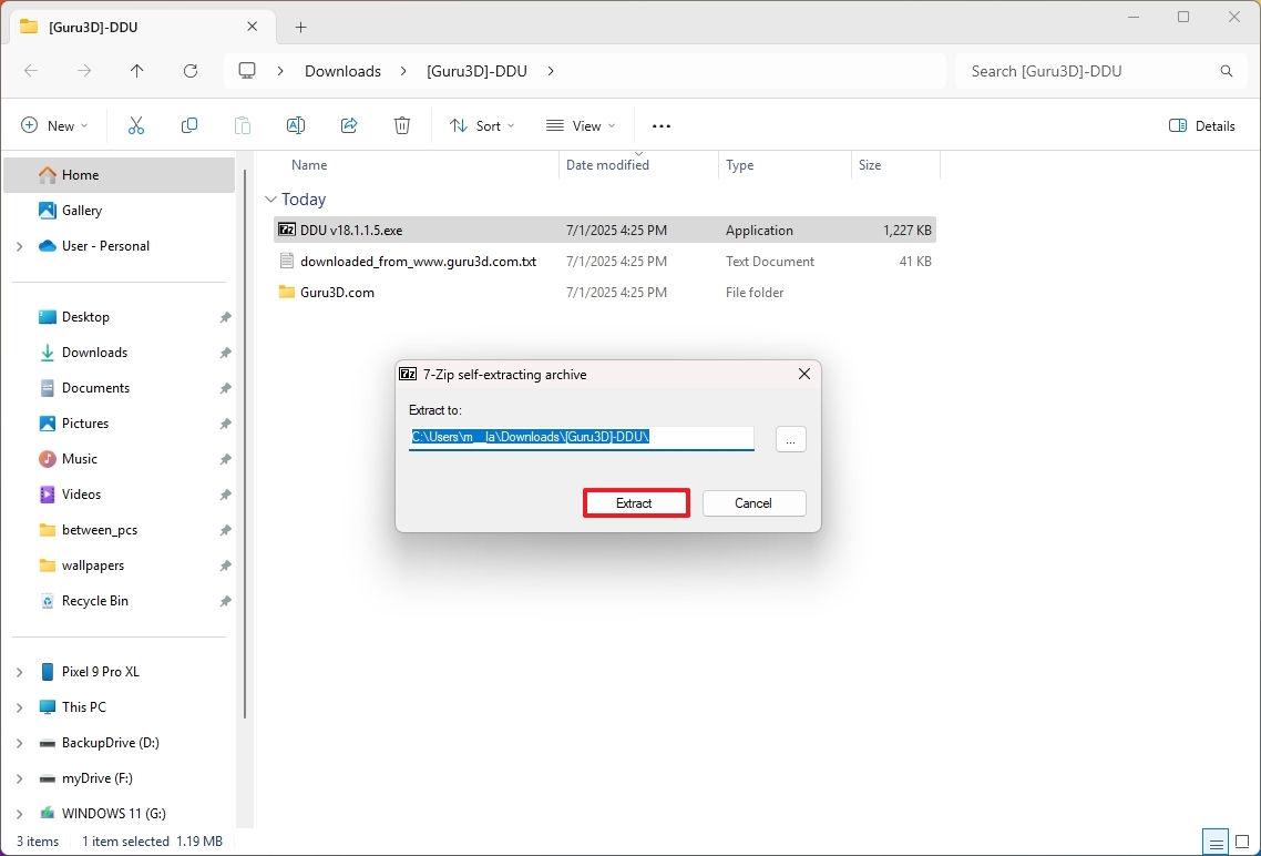 Display Driver Uninstaller extract tool