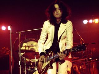 Jimmy Page performs with Led Zeppelin in Copenhagen, Denmark on March 2, 1973