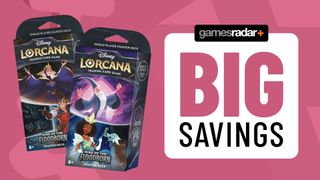 Deals image for the Amber & Sapphire, and Amethyst & Steel starter decks from Disney Lorcana 