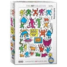 Keith Haring painting of colourful stylised figures jigsaw puzzle
