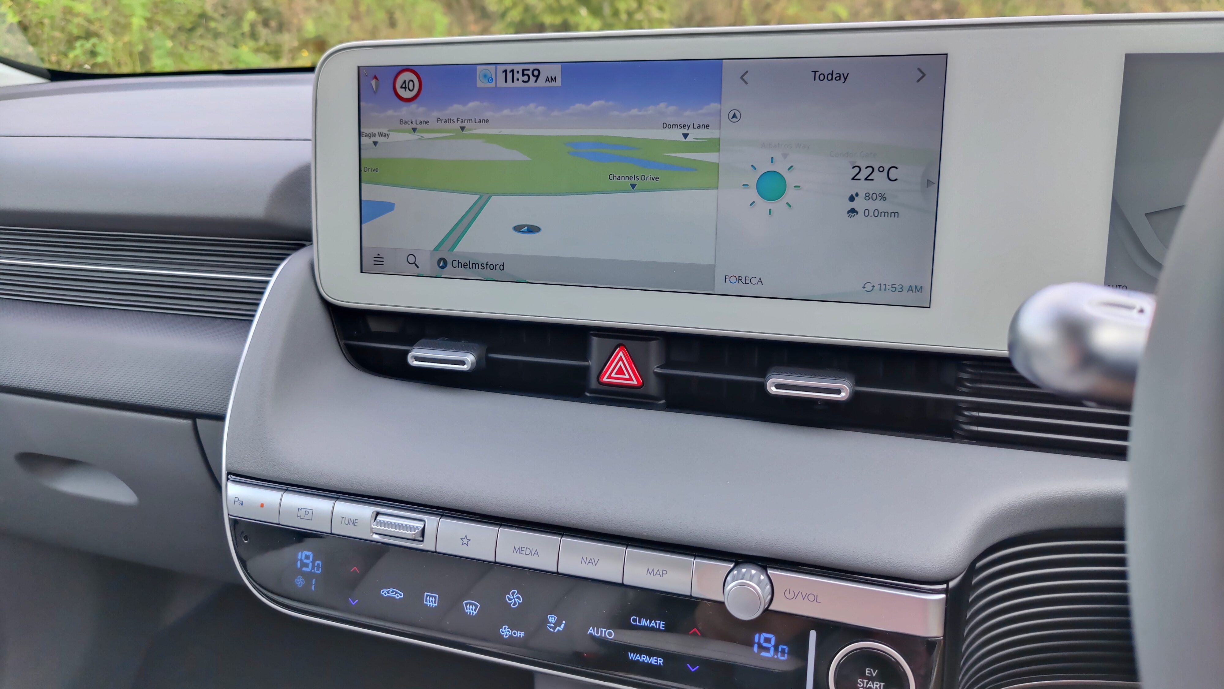 The central display in the Ioniq 5 showing a map