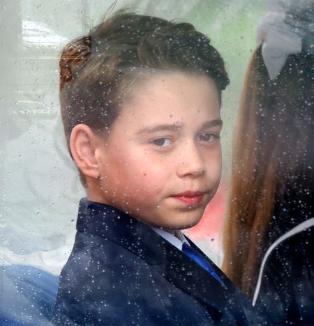 Prince George riding in a carriage next to Princess Charlotte at Trooping the Colour 2024