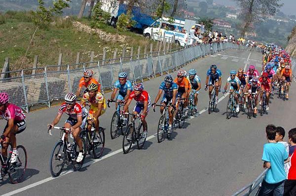 The front part of the bunch comes up to the finish