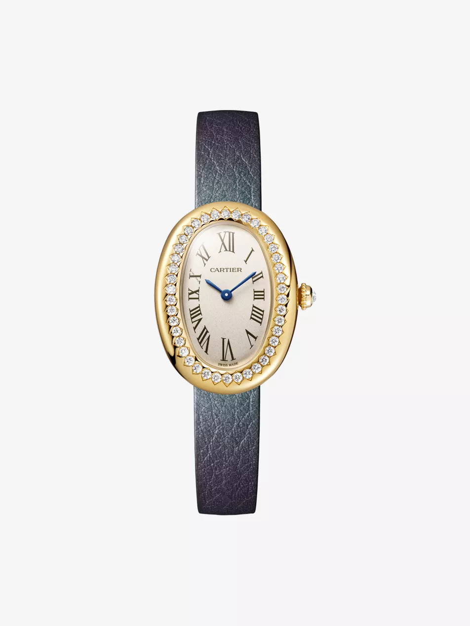 Baignoire Mini 18ct Yellow-Gold and Leather Quartz Watch