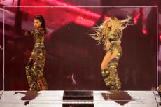 Blue Ive Carter and Beyoncé perform onstage during the "RENAISSANCE WORLD TOUR"
