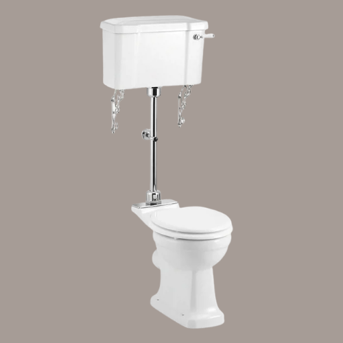 Victorian Plumbing, Burlington Medium Level Toilet - White Ceramic