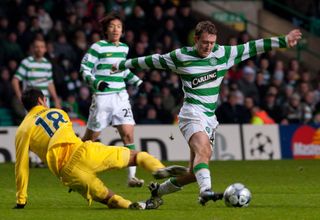 Aiden McGeady on the ball for Celtic against Villarreal in the Champions League in December 2008.