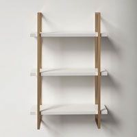 White and wood wall shelves