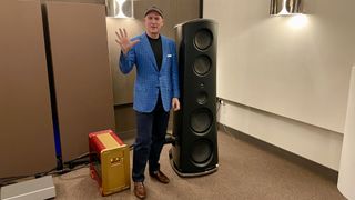 CEO Alon Wolf beside Magico M7, in a hi-fi room in London