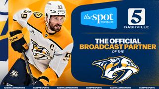 Graphic showing hockey player and logos for Scripps stations