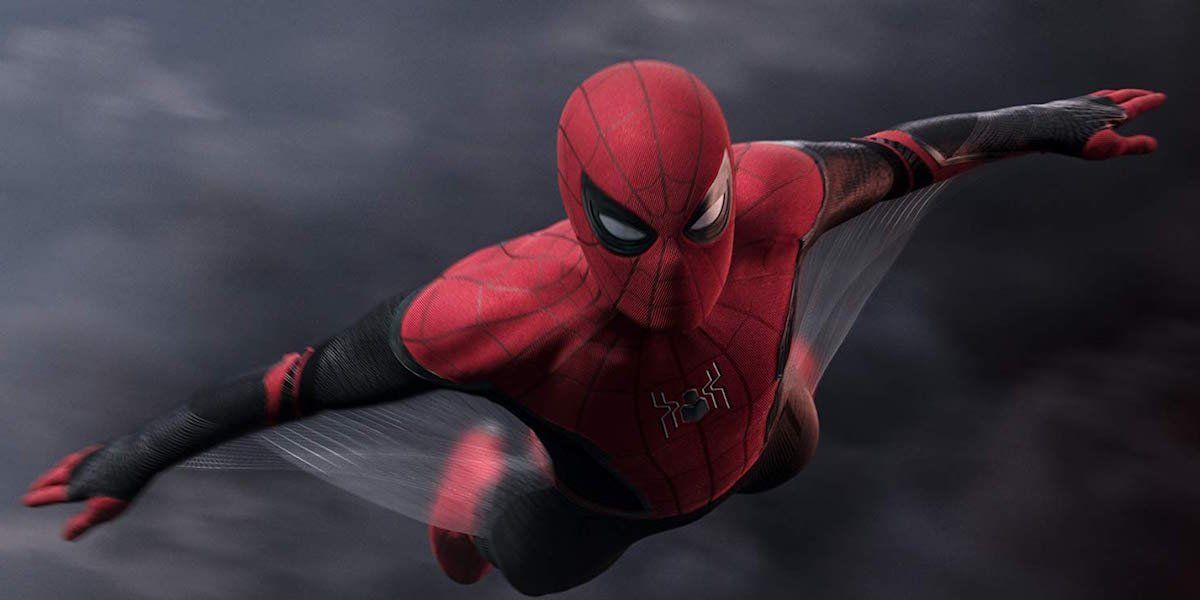 Spider-Man gliding through air in Far From Home