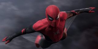 Spider-Man gliding through air in Far From Home