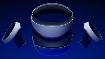 Sony PlayStation VR 2 gaming VR headset PSVR 2 on blue background