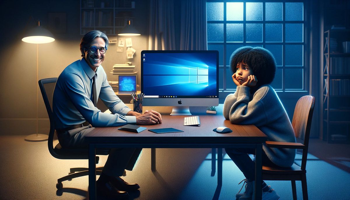 A happy Windows user and a sad Mac user